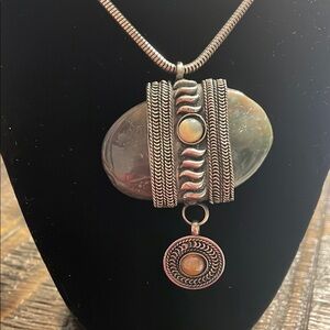 Afghani Tribal Bloodstone Pendant Necklace